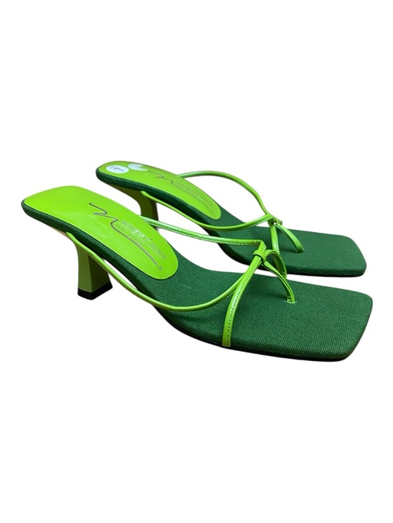 Newport News Shoes - Newport News Lime Green Womens Square Toe Kitten Heel Shoe Y2k Style
